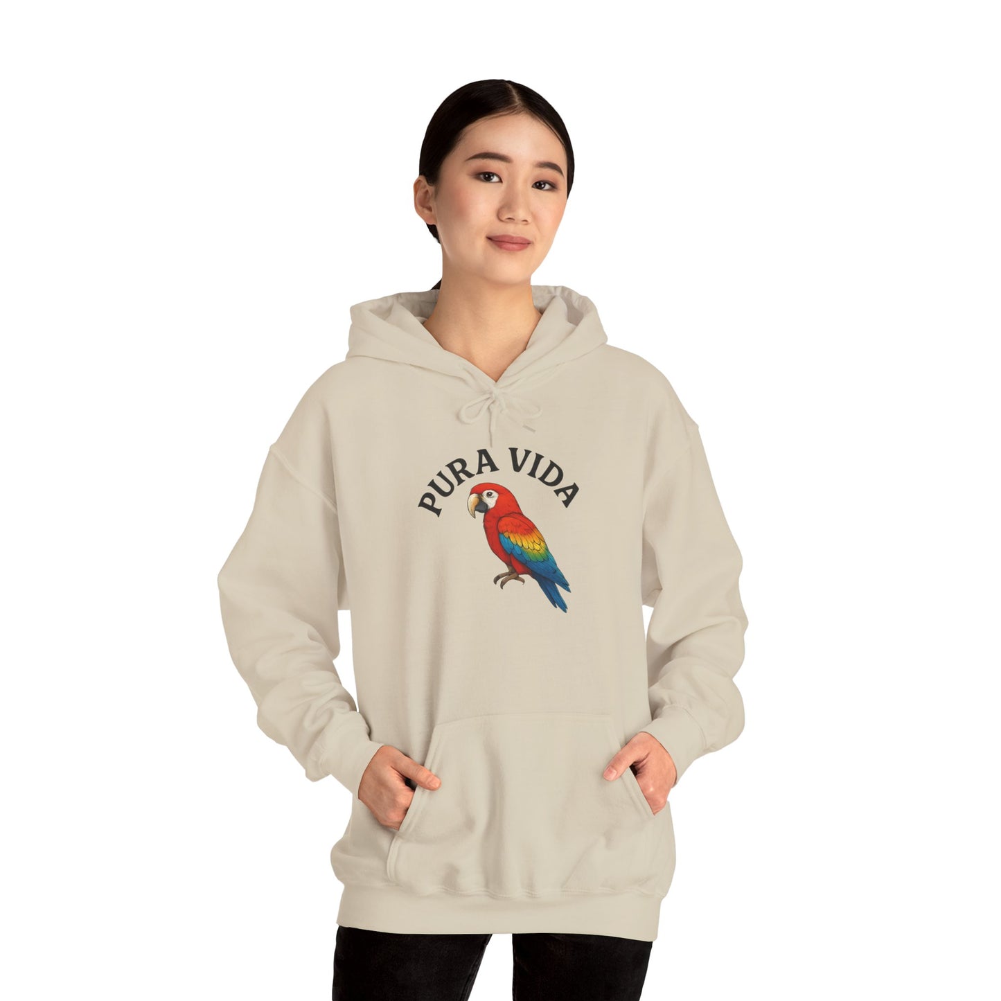 Pura Vida Parrot Hoodie — Tropical Bird Graphic Pullover
