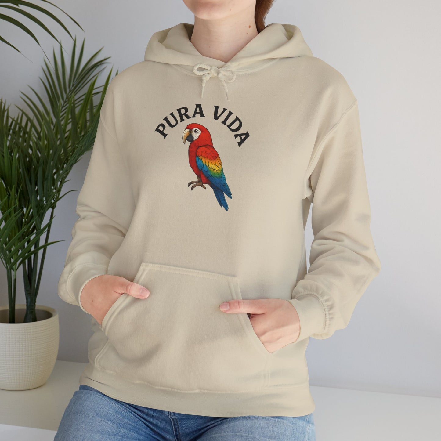 Pura Vida Parrot Hoodie — Tropical Bird Graphic Pullover
