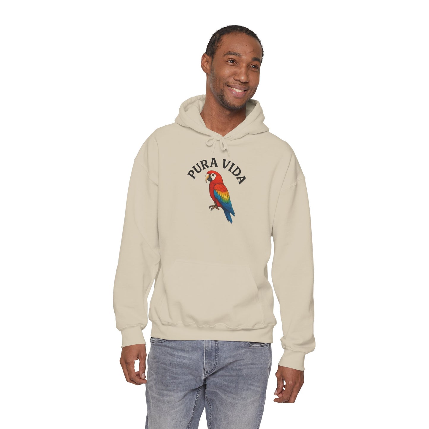 Pura Vida Parrot Hoodie — Tropical Bird Graphic Pullover