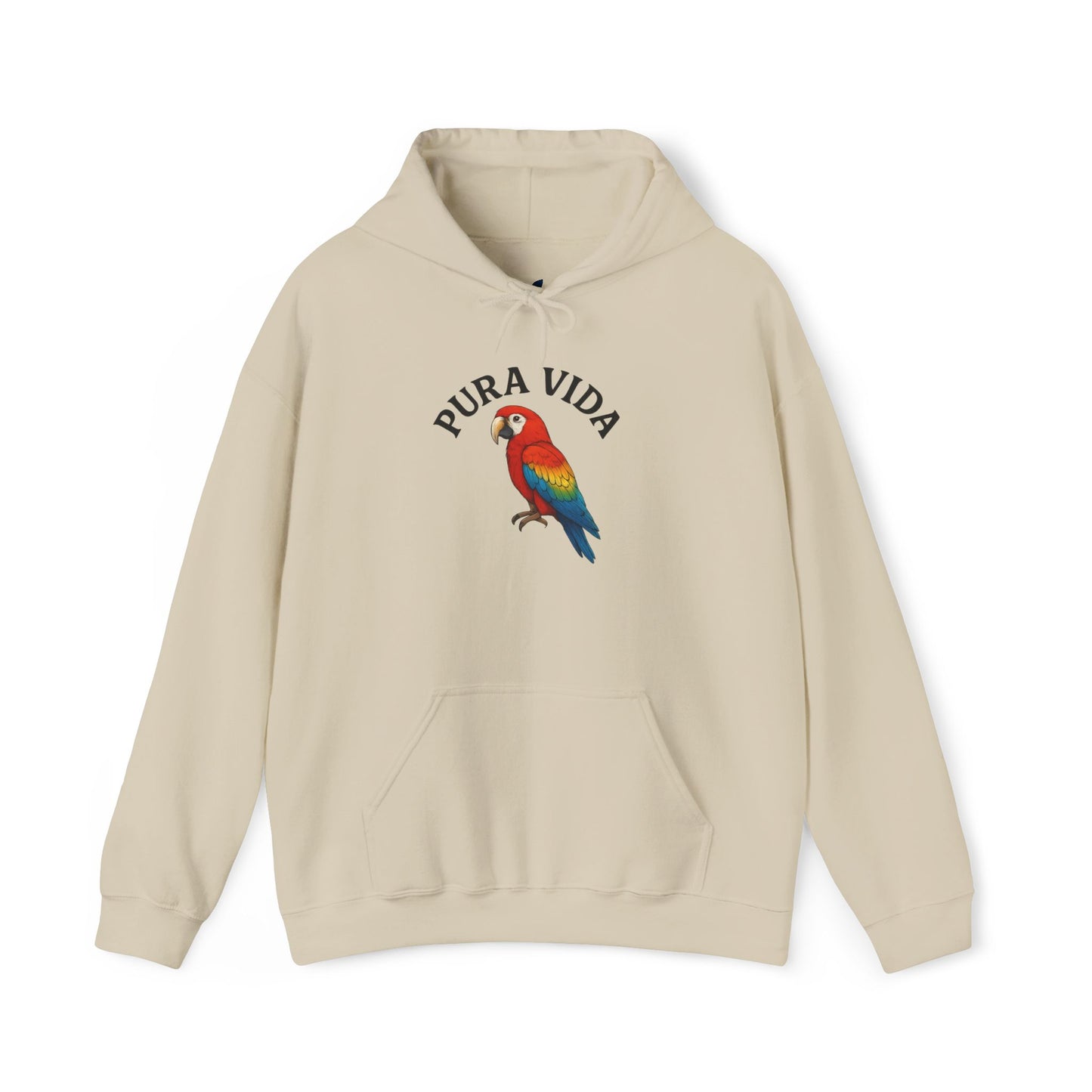 Pura Vida Parrot Hoodie — Tropical Bird Graphic Pullover