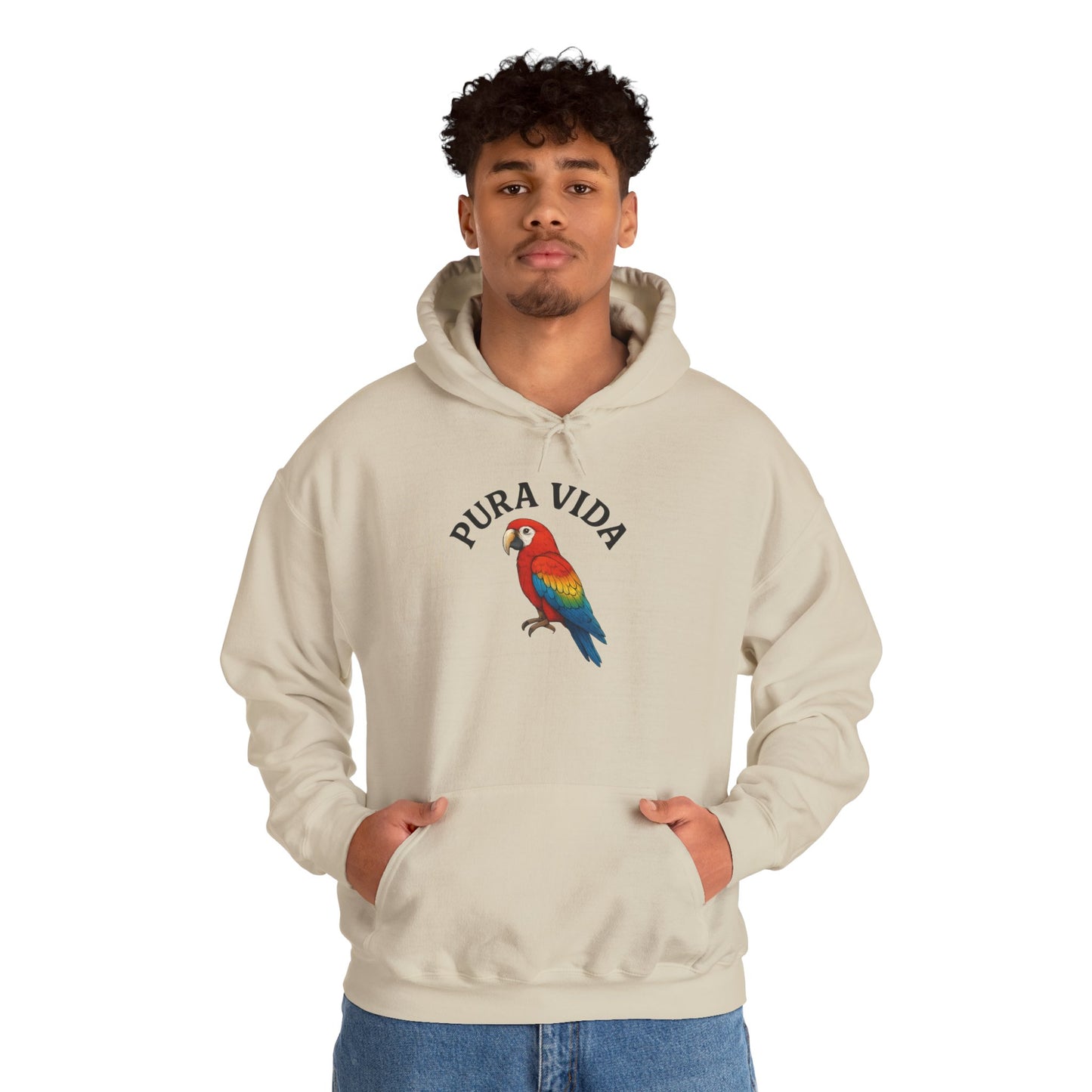 Pura Vida Parrot Hoodie — Tropical Bird Graphic Pullover