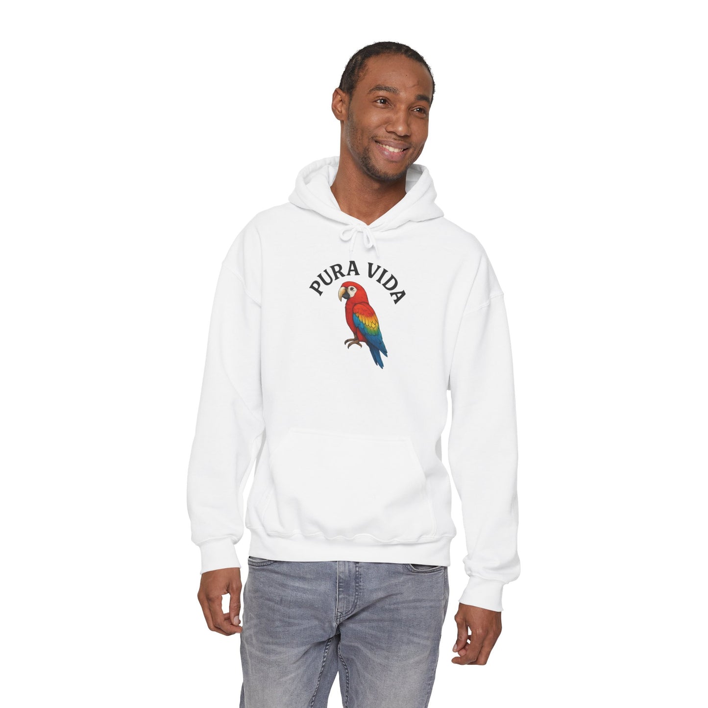 Pura Vida Parrot Hoodie — Tropical Bird Graphic Pullover
